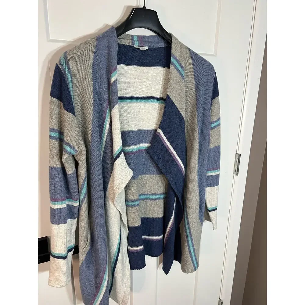 J.Jill Open Front Striped Sweater | Womens Size M Medium Petite | Long Sleeve - Picture 2 of 9